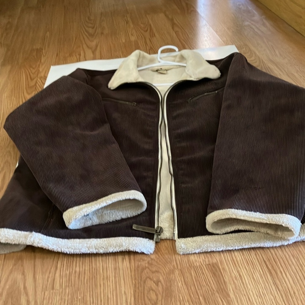 WOOLRICH Women’s Brown & Tan Corduroy Lined Fleece Jacket XL Excellent condition